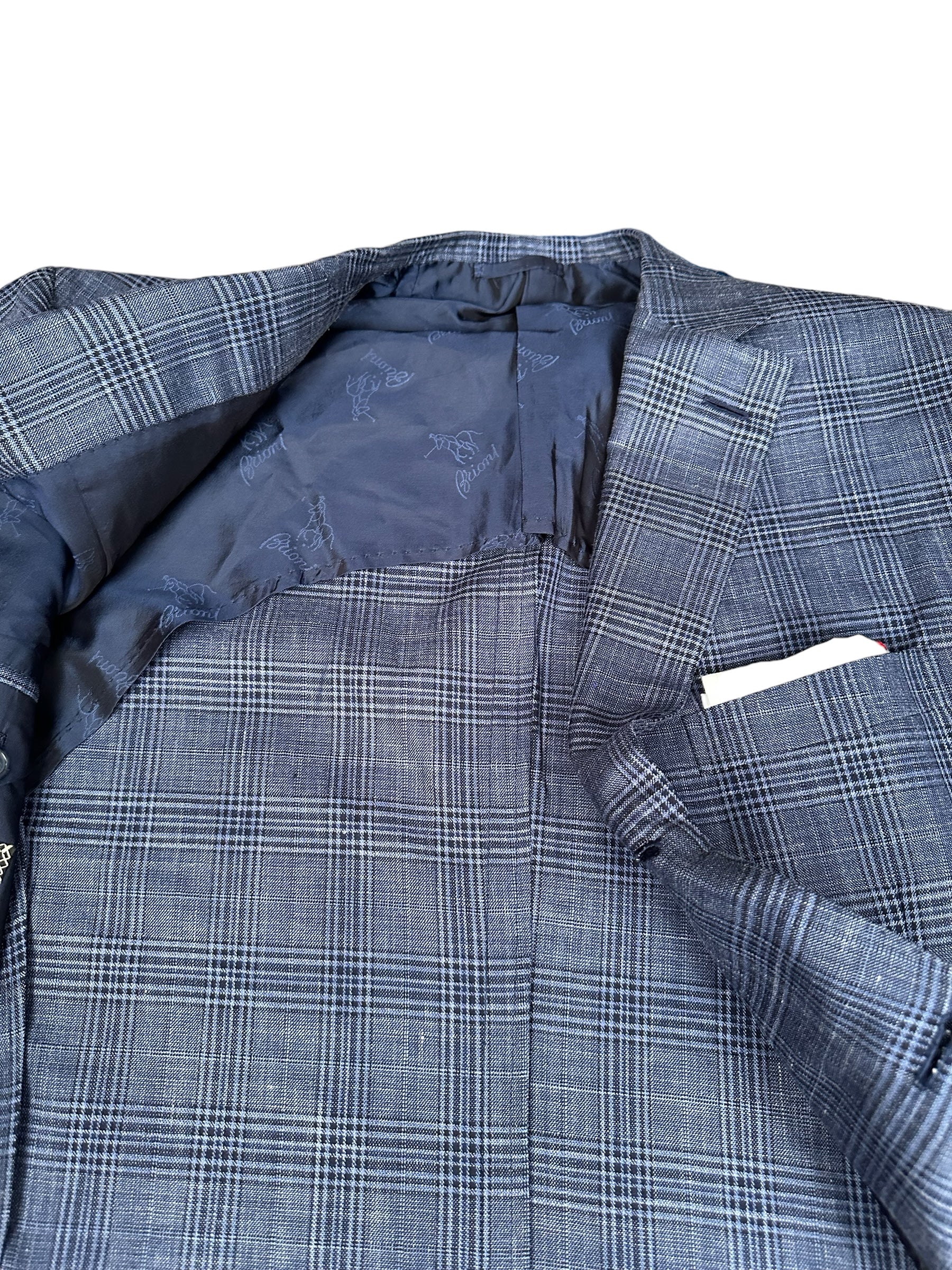 Brioni Veste Blazer bleu 52 nouveau Veste d&#39;été soie/lin