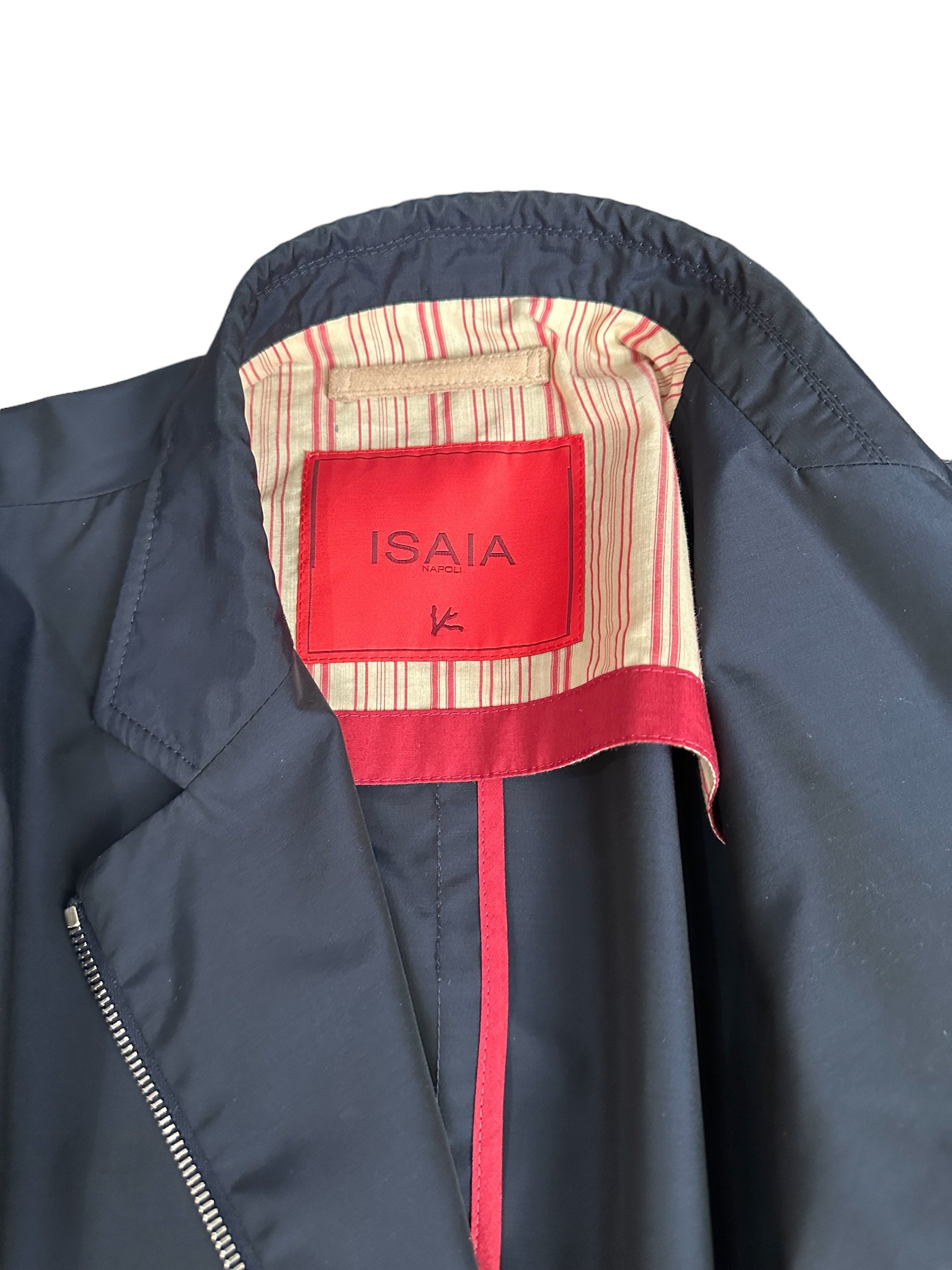 ISAIA jacket 48 S/M blue with suede