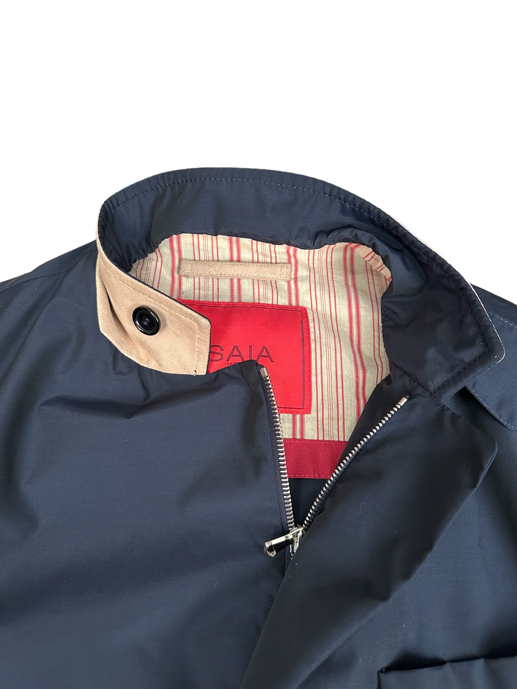 ISAIA Jacke 48 S/M blau mit Wildleder