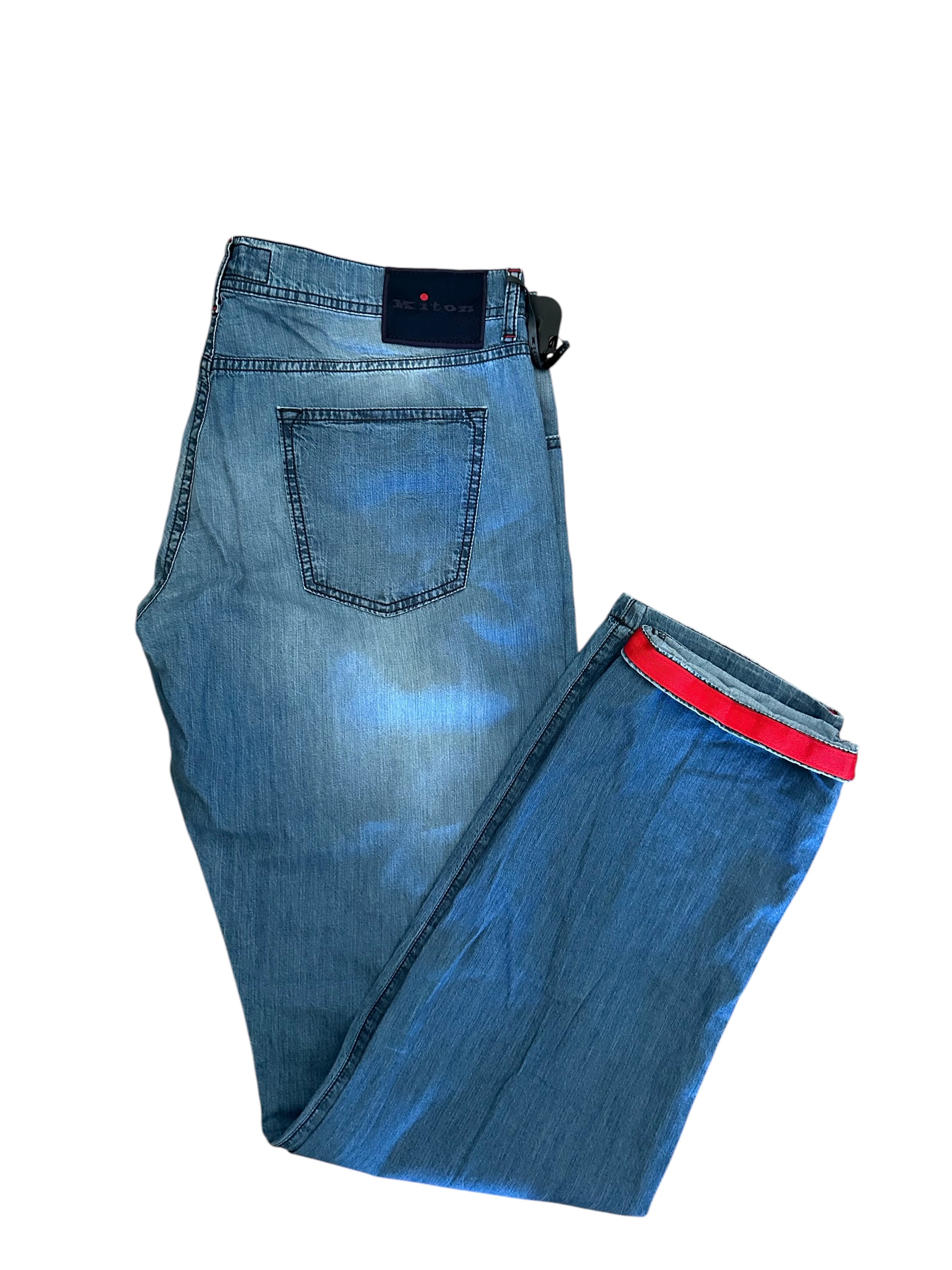 Kiton 牛仔裤 蓝色 50 (34) 浅水洗 货号： 1009