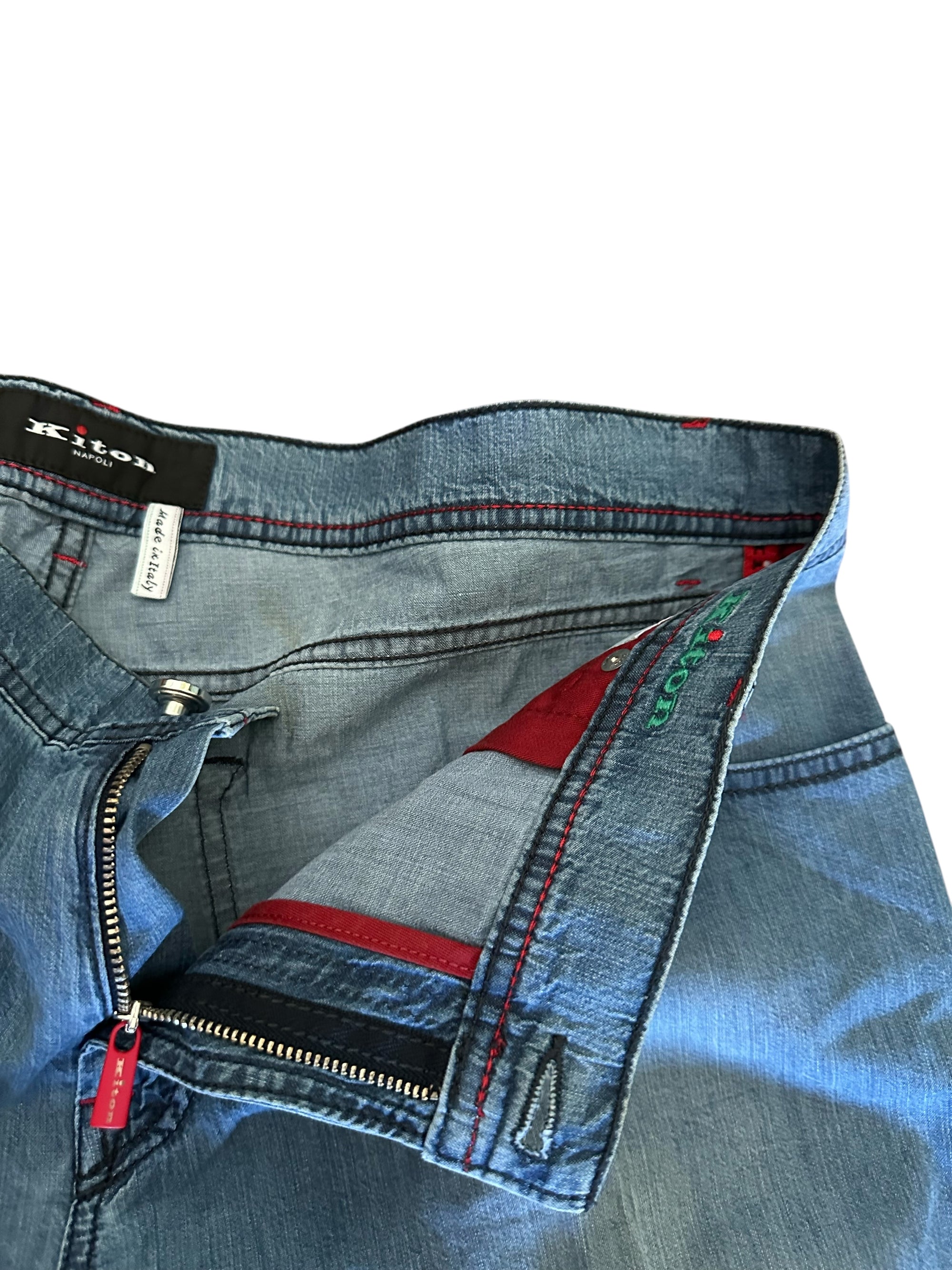 Kiton 牛仔裤 蓝色 50 (34) 浅水洗 货号： 1009