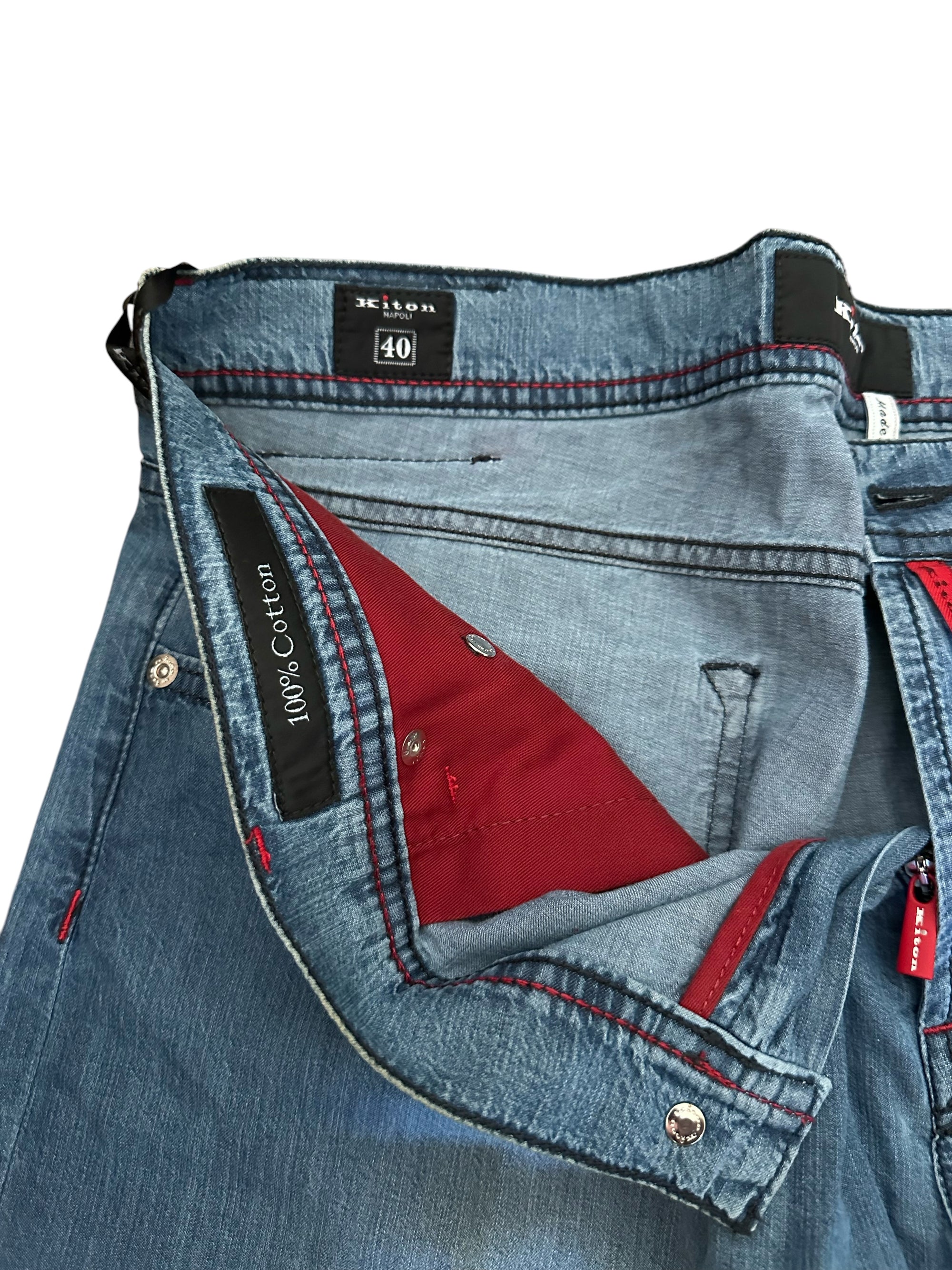 Kiton 牛仔裤 蓝色 50 (34) 浅水洗 货号： 1009