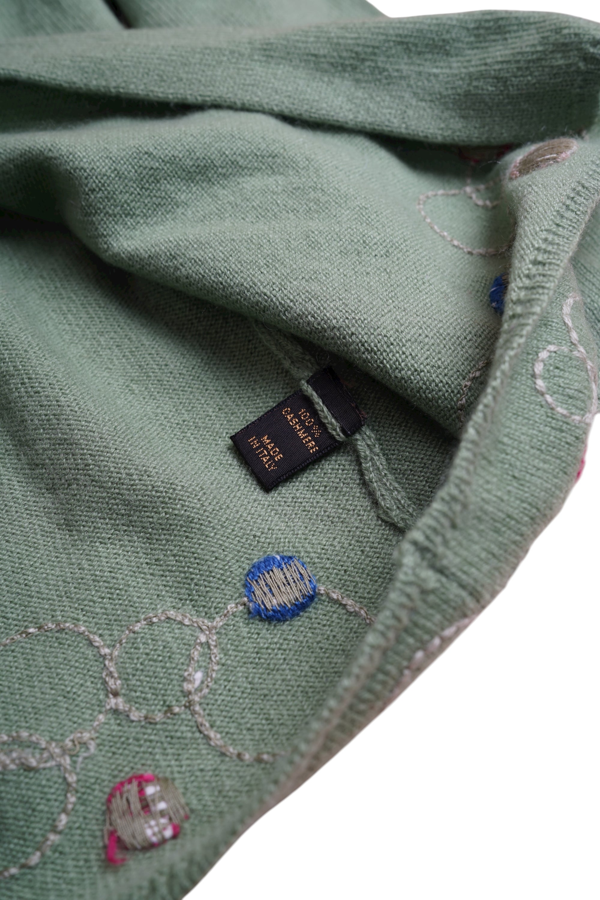 Loro Piana Kaschmir Strickjacke mit Motiven grün 42 L-XL