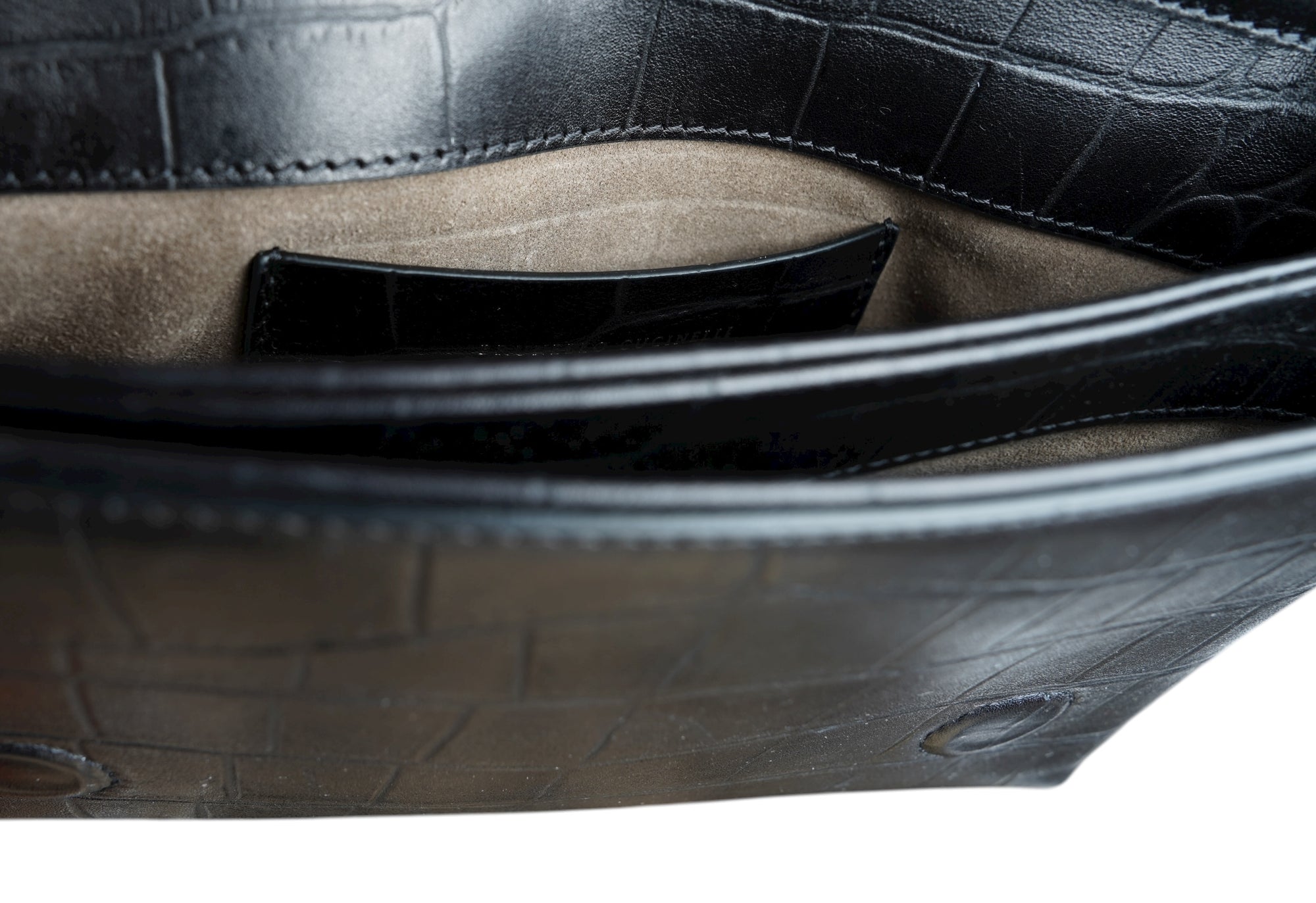 Brunello Cucinelli Pouch Bag Umhängetasche Leder mit Precious Chain Monili Aligator