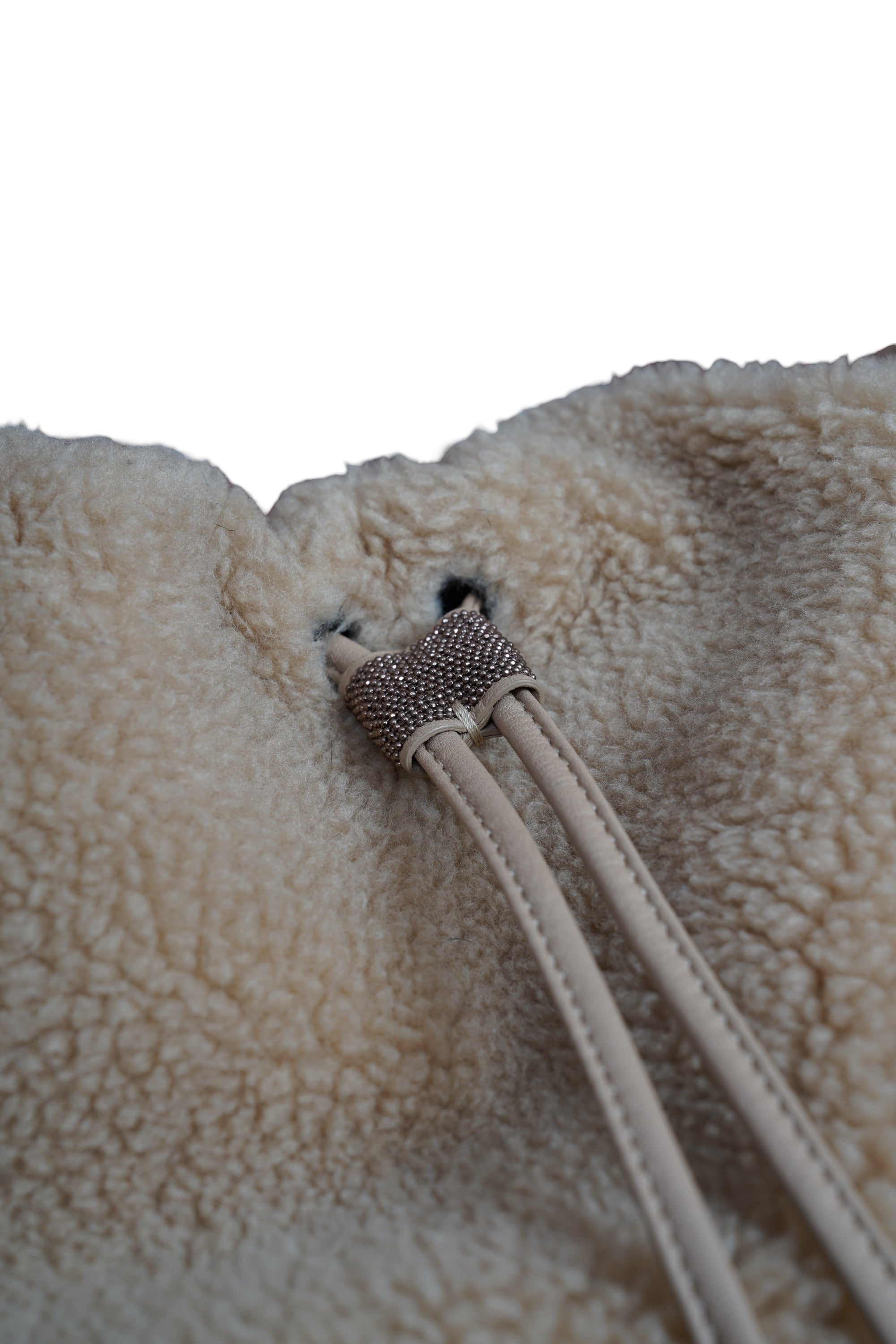 Brunello Cucinelli Umhängetasche Rucksack Shopper Handtasche Leder Shearling braun