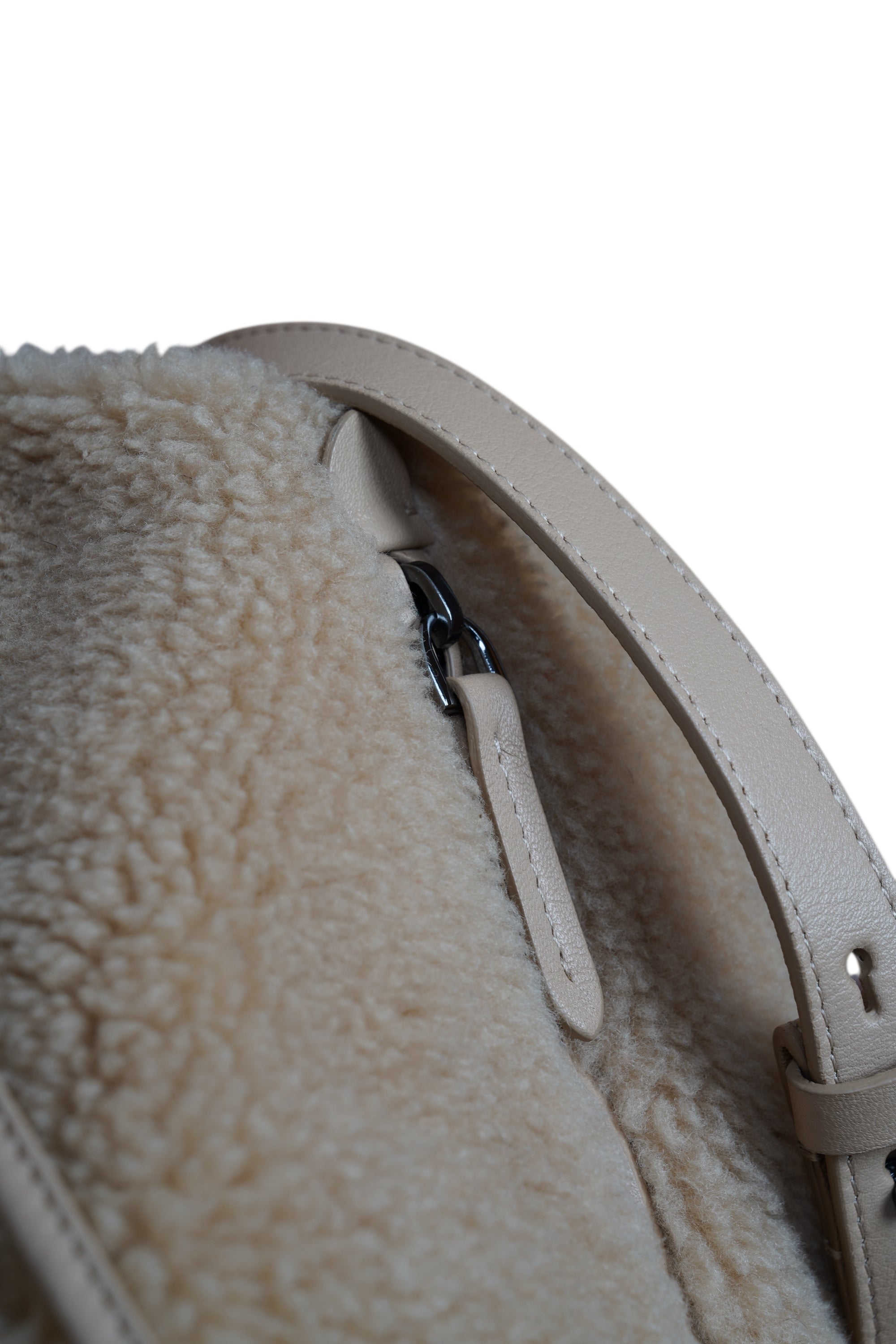 Brunello Cucinelli Umhängetasche Rucksack Shopper Handtasche Leder Shearling braun