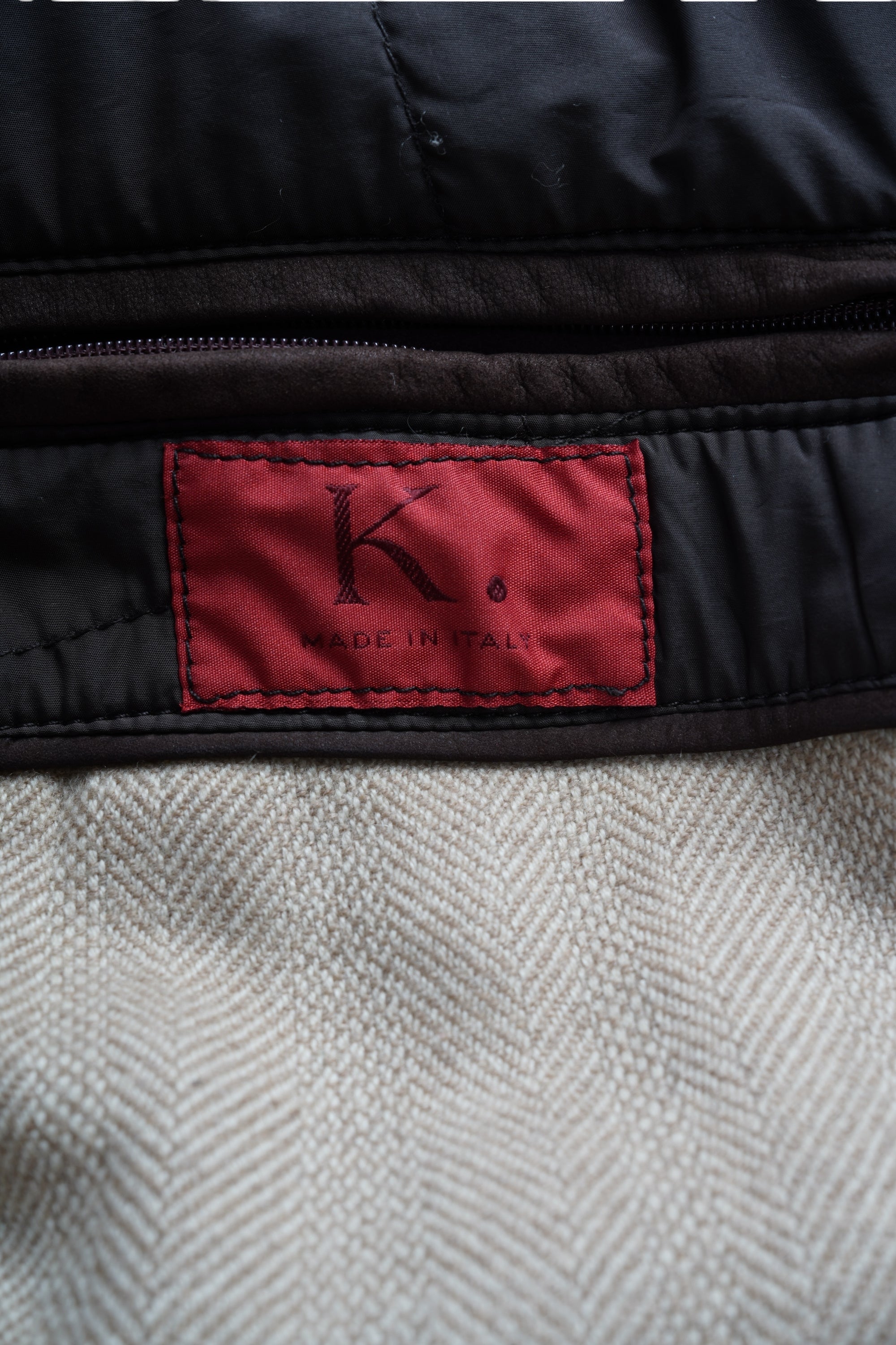 Kiton Ledermantel mit Kaschmir Kragen und Inlay braun K.Punto Rosso