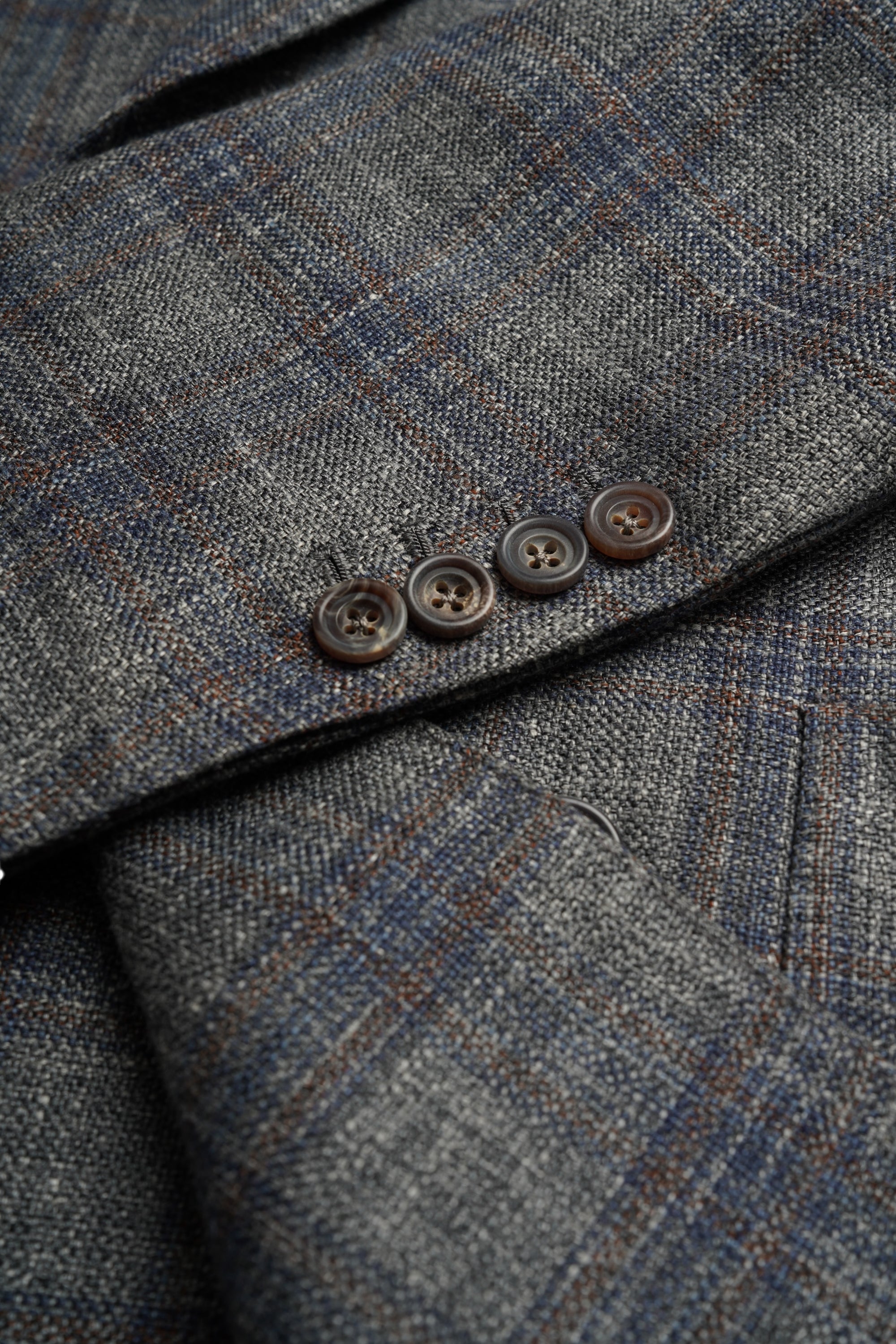 Kiton Jacke Blazer doppelreihig Wolle und Seide grau