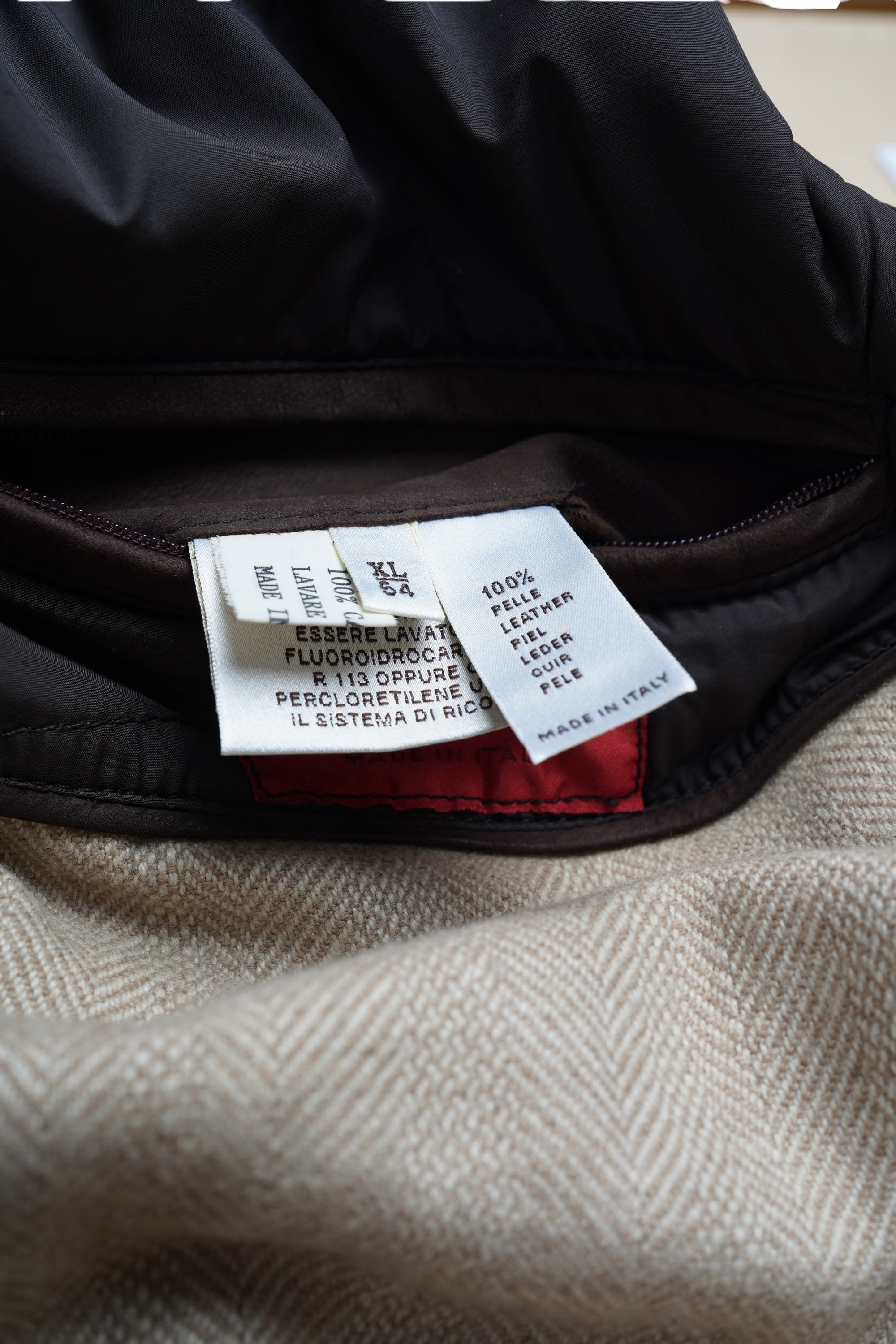 Kiton Ledermantel mit Kaschmir Kragen und Inlay braun K.Punto Rosso