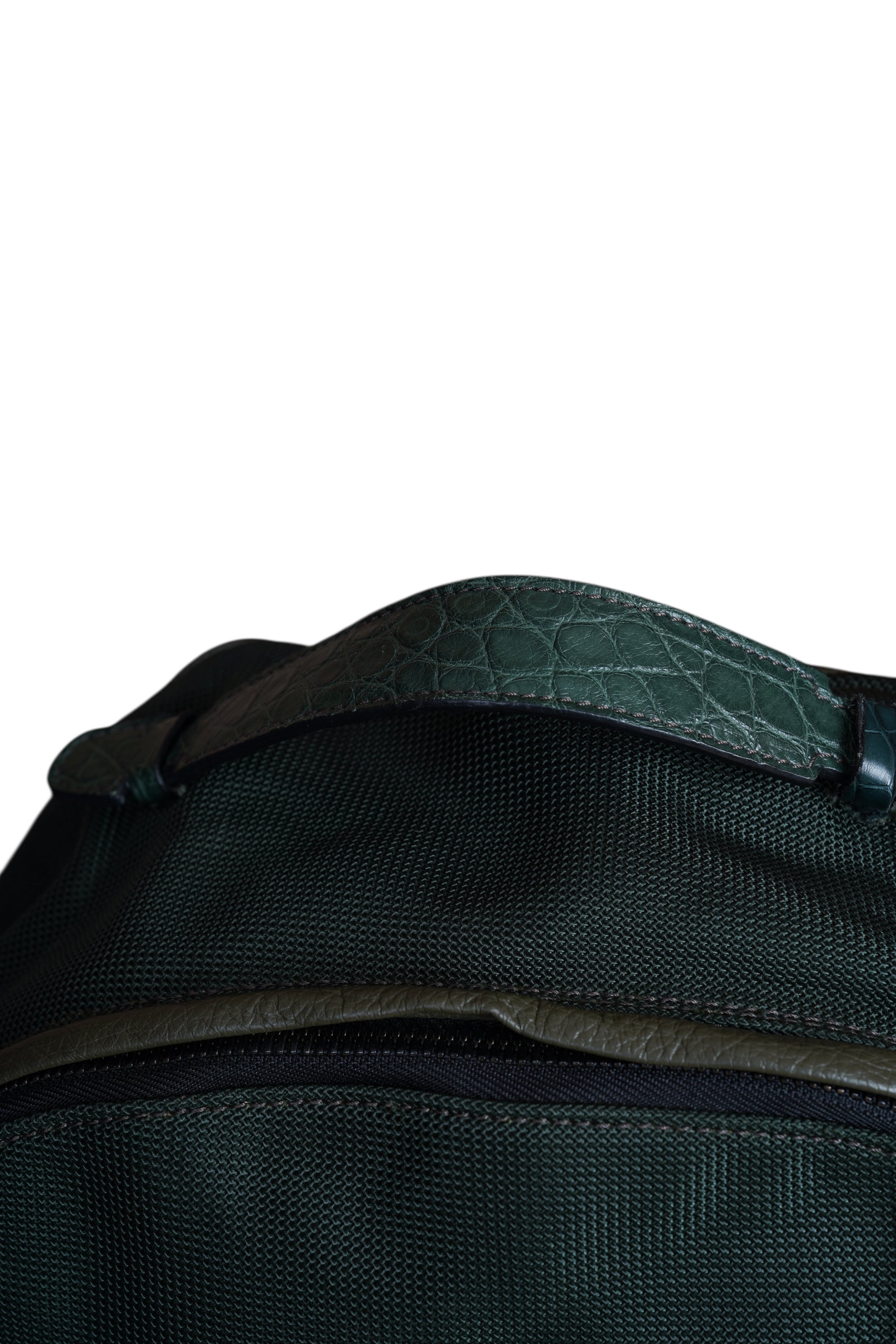 Kiton Rucksack Backpack Krokodilleder Nylon und Kalbsleder grün