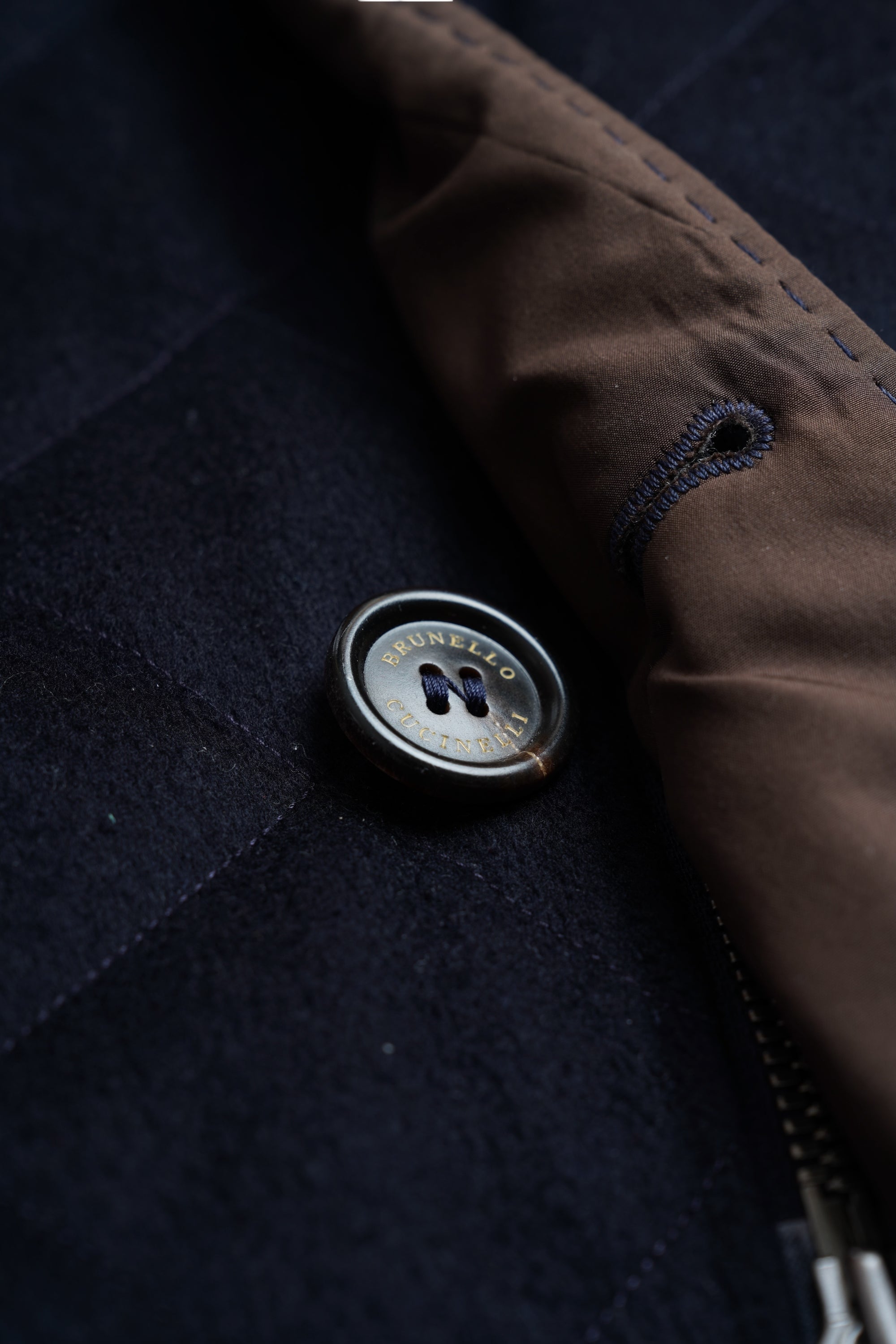 Brunello Cucinelli Jacke Mantel mit Kaschmir gesteppt dunkelblau