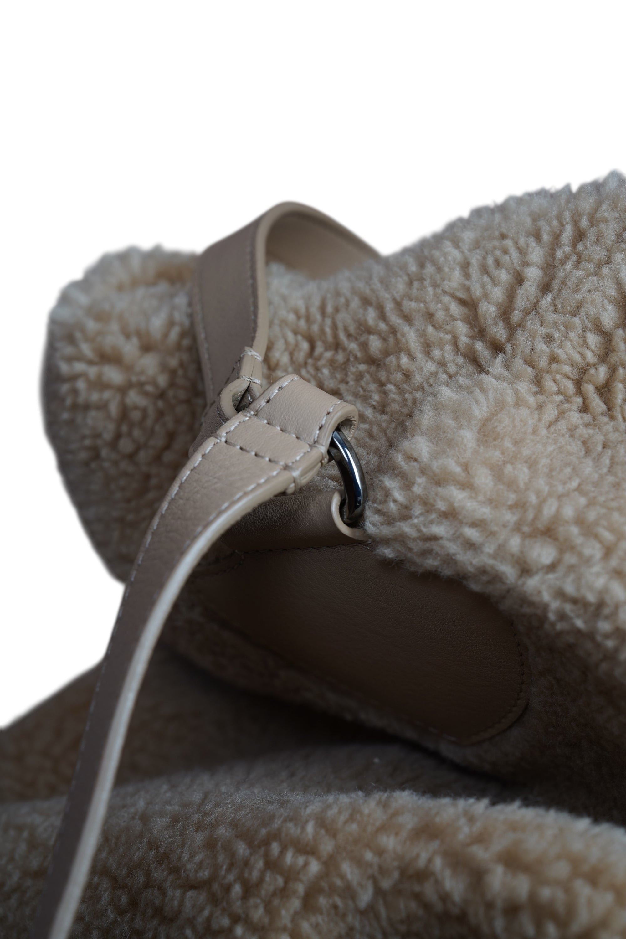 Brunello Cucinelli Umhängetasche Rucksack Shopper Handtasche Leder Shearling braun