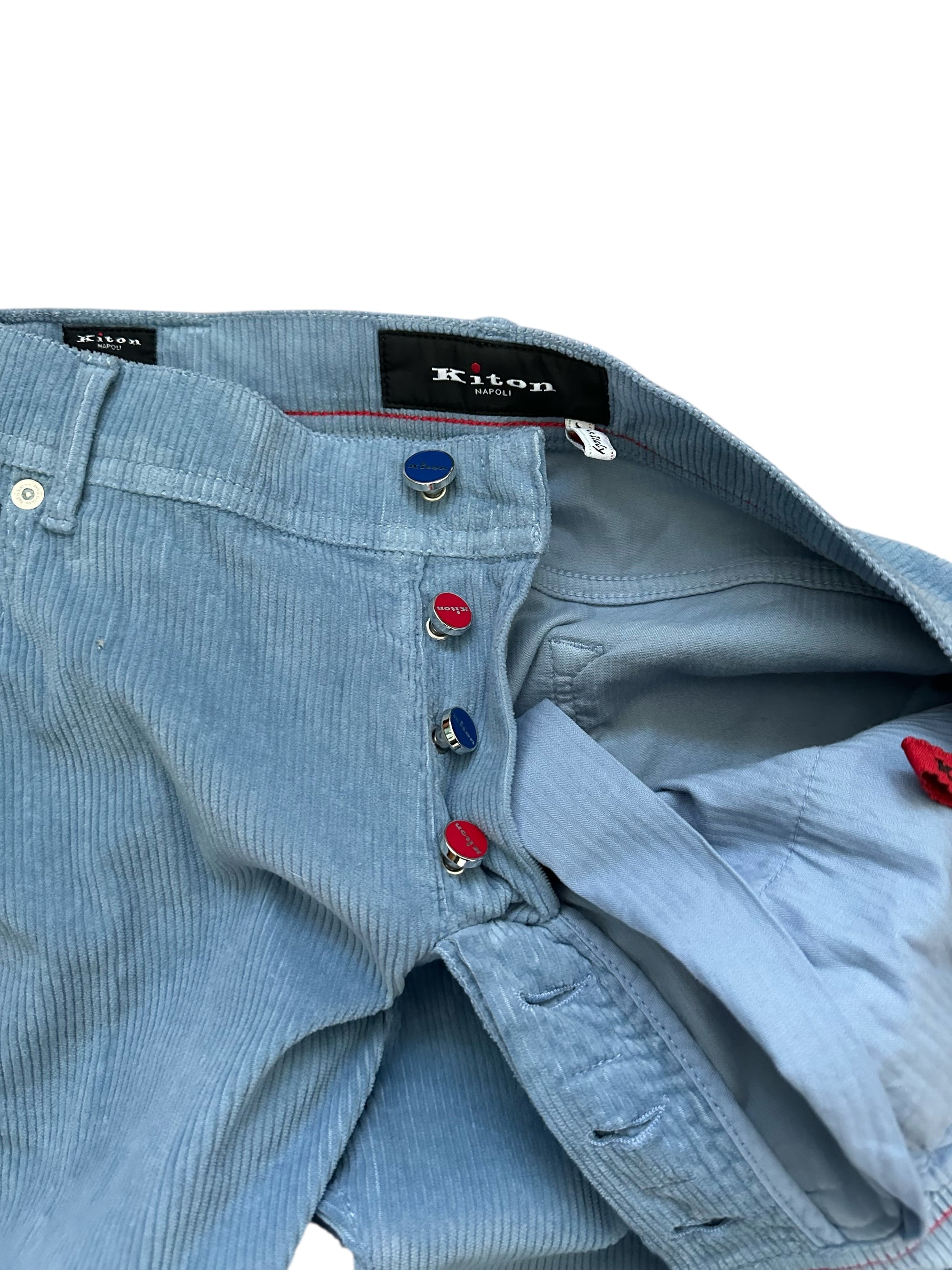 Kiton Hose Chino Cord blau Baumwolle