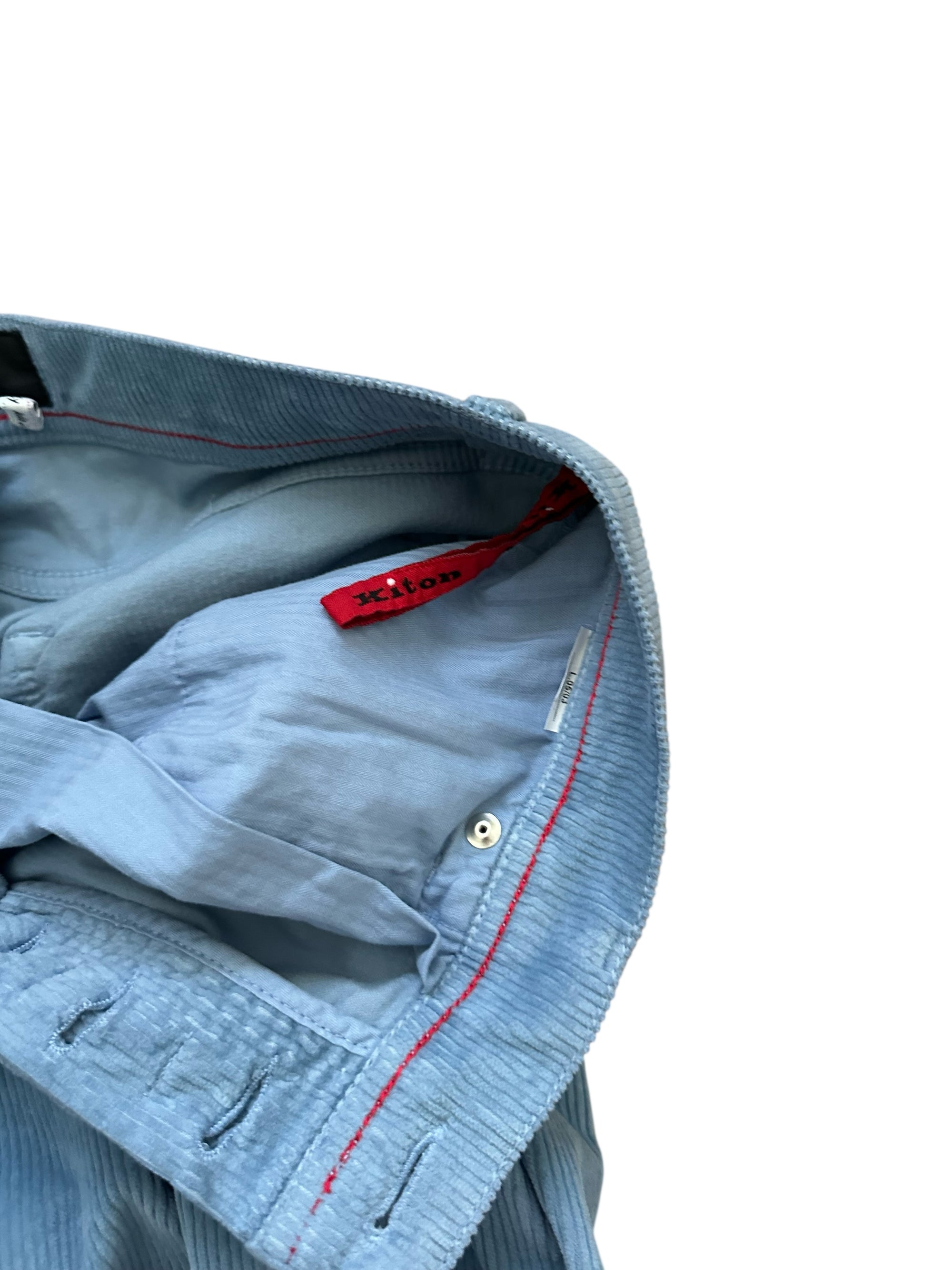 Kiton Hose Chino Cord blau Baumwolle