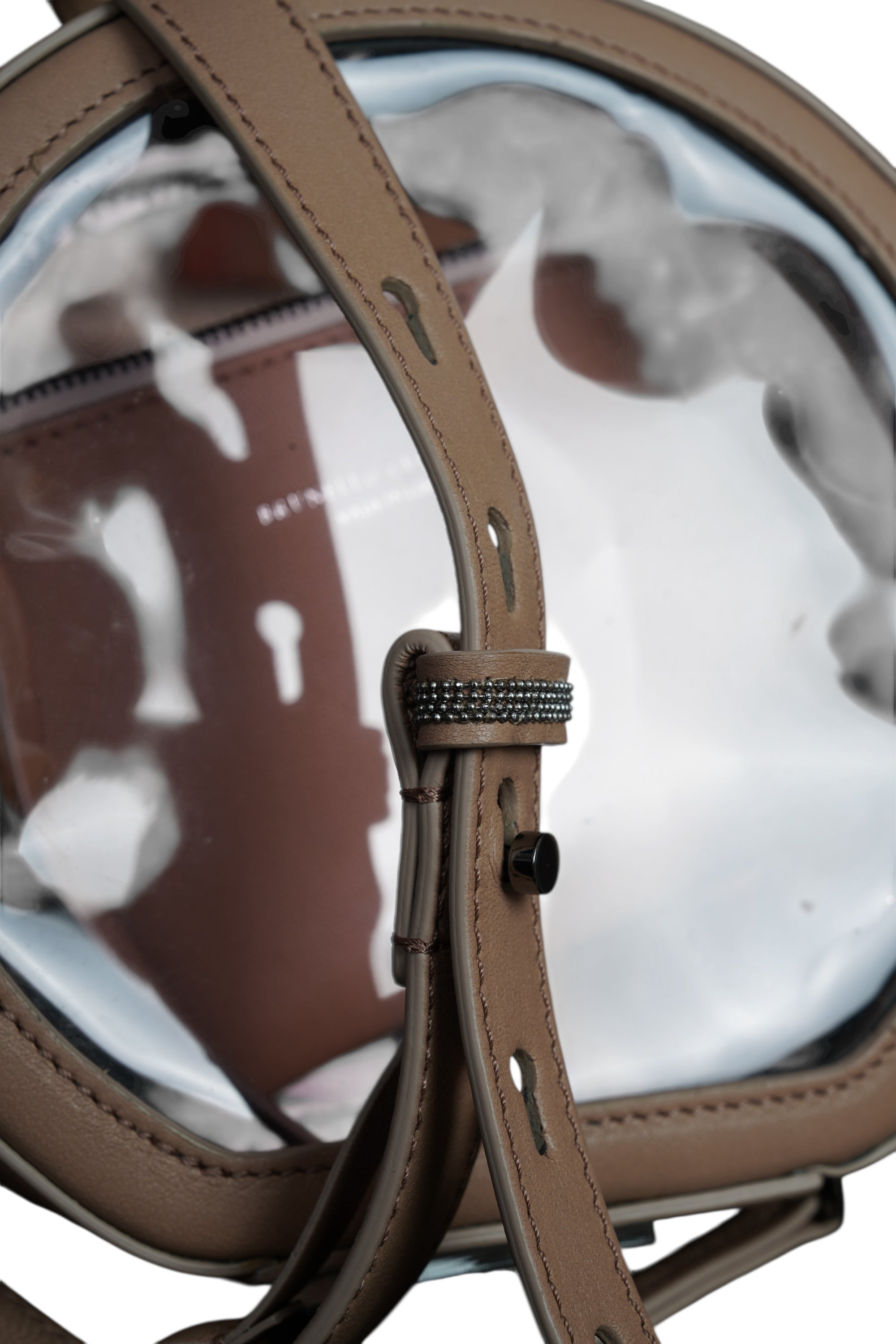 Brunello Cucinelli Umhängetasche Leder transparent mit herausnehmbaren Innentasche Monili