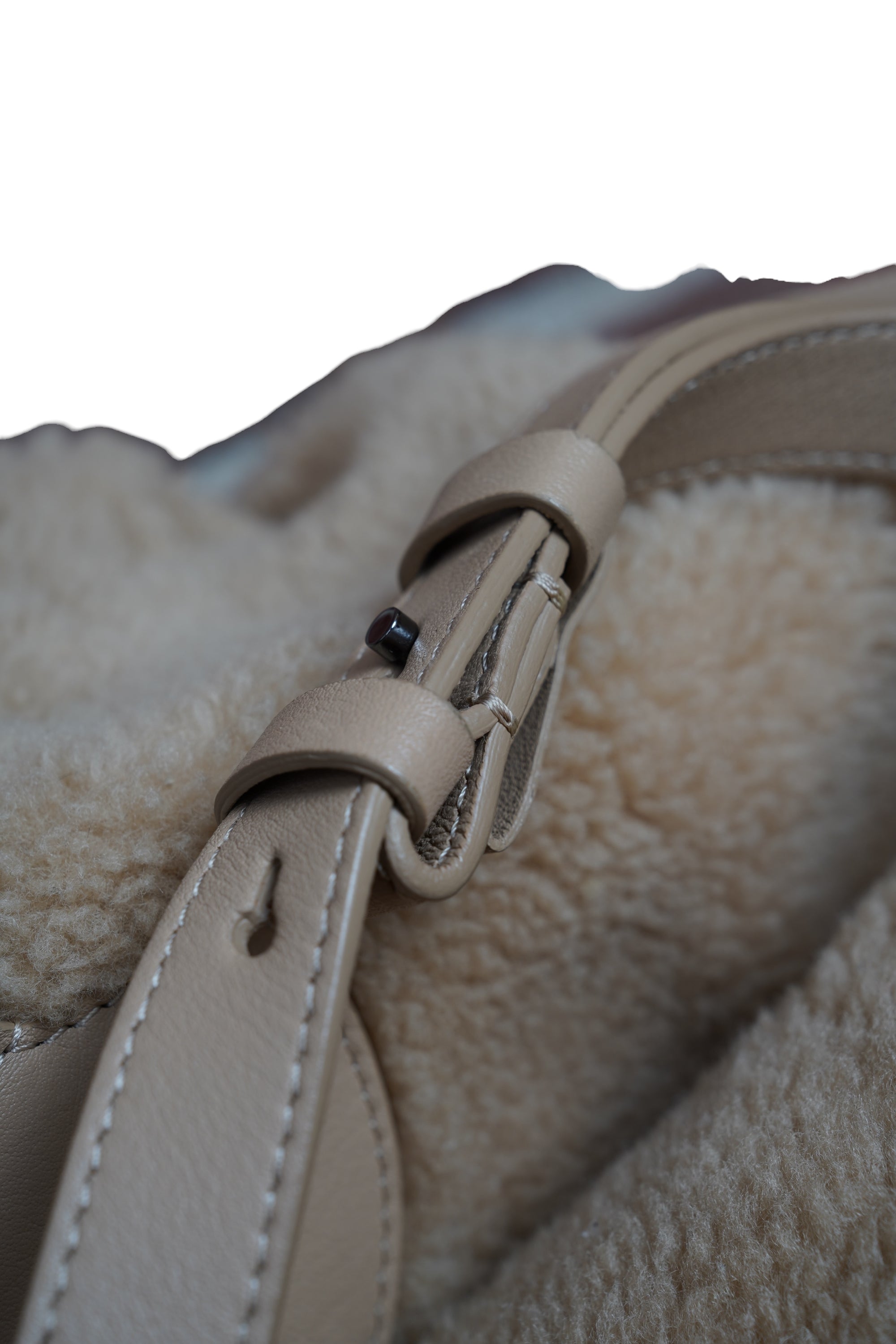 Brunello Cucinelli Umhängetasche Rucksack Shopper Handtasche Leder Shearling braun