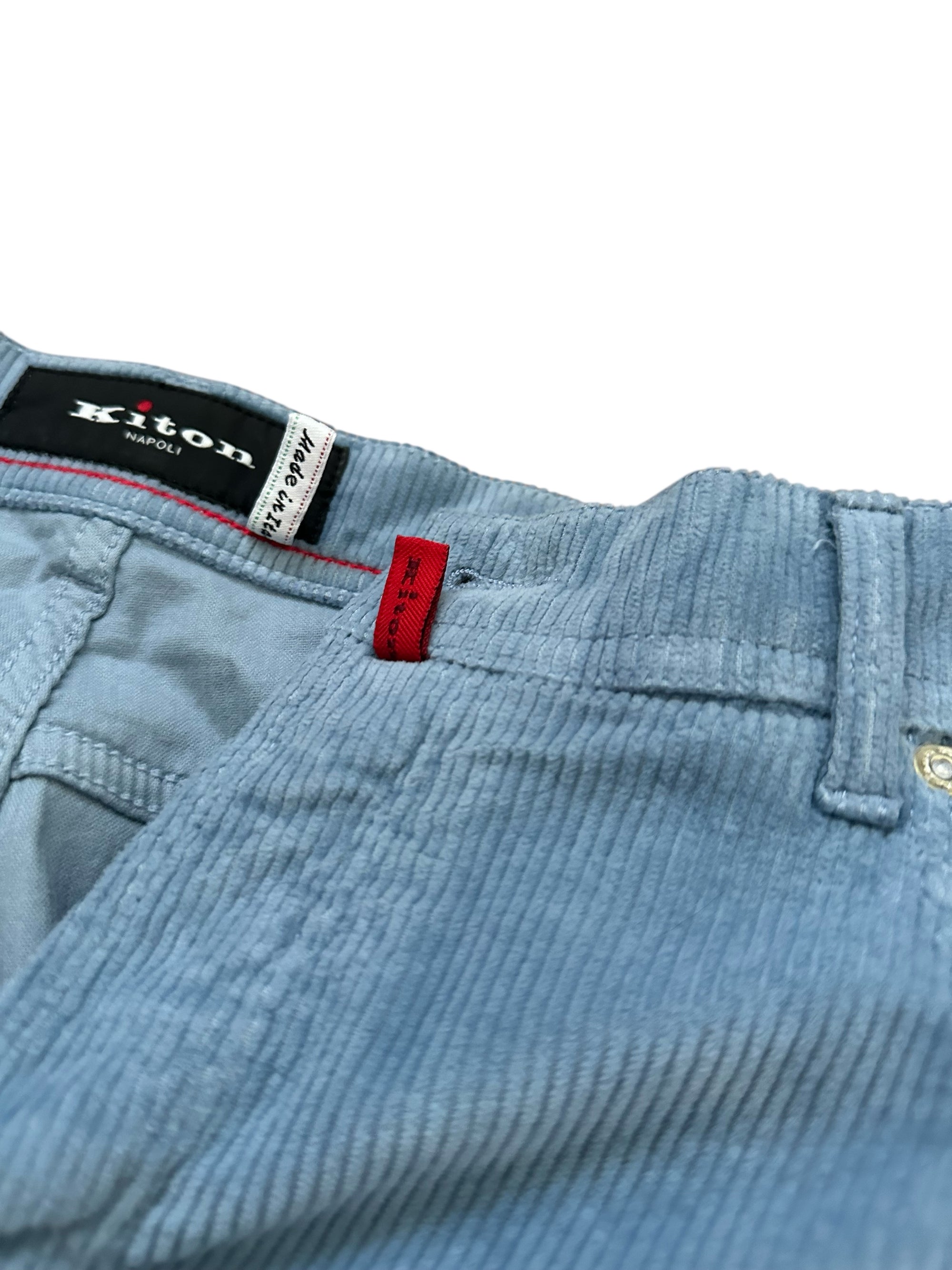 Kiton Hose Chino Cord blau Baumwolle