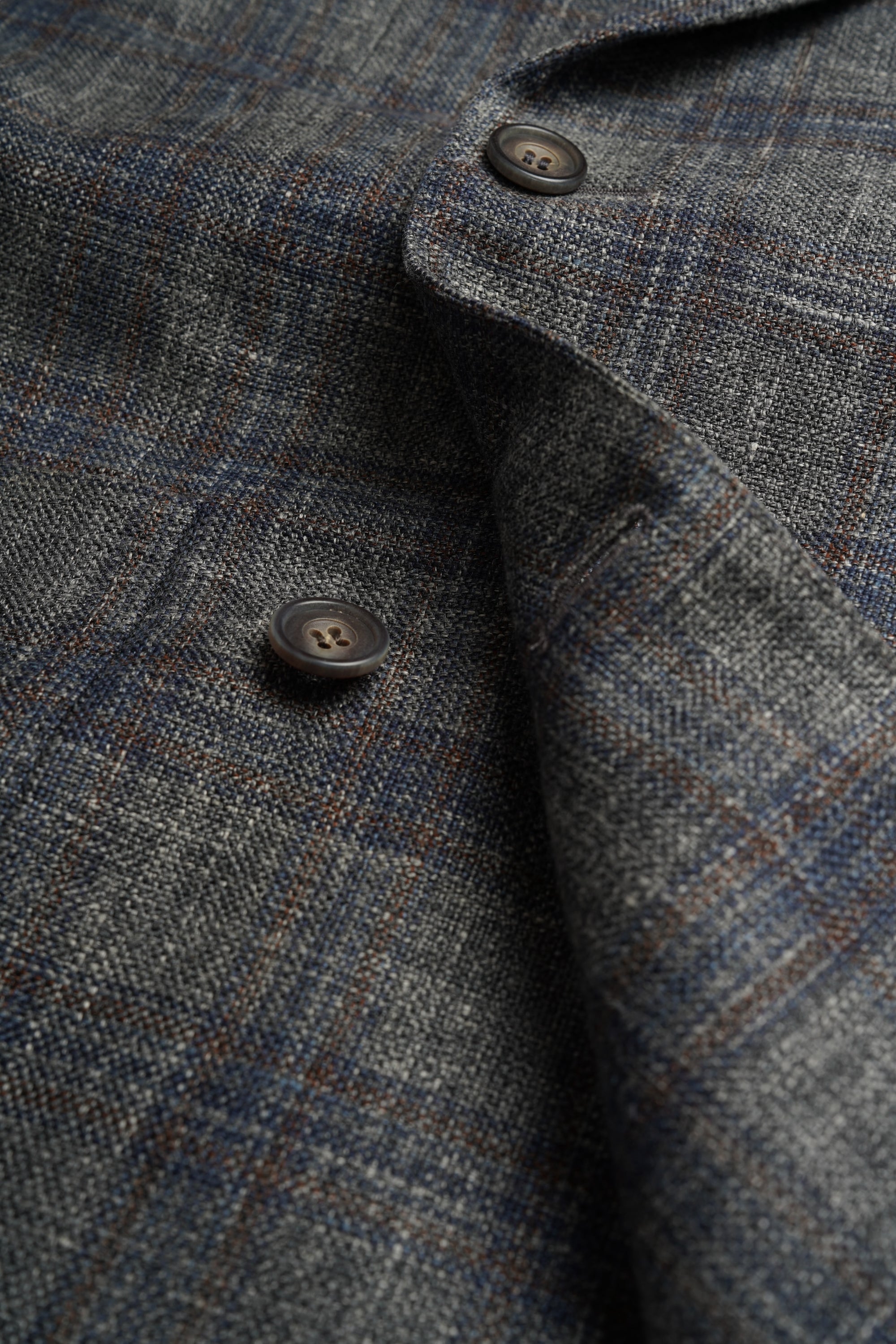 Kiton Jacke Blazer doppelreihig Wolle und Seide grau