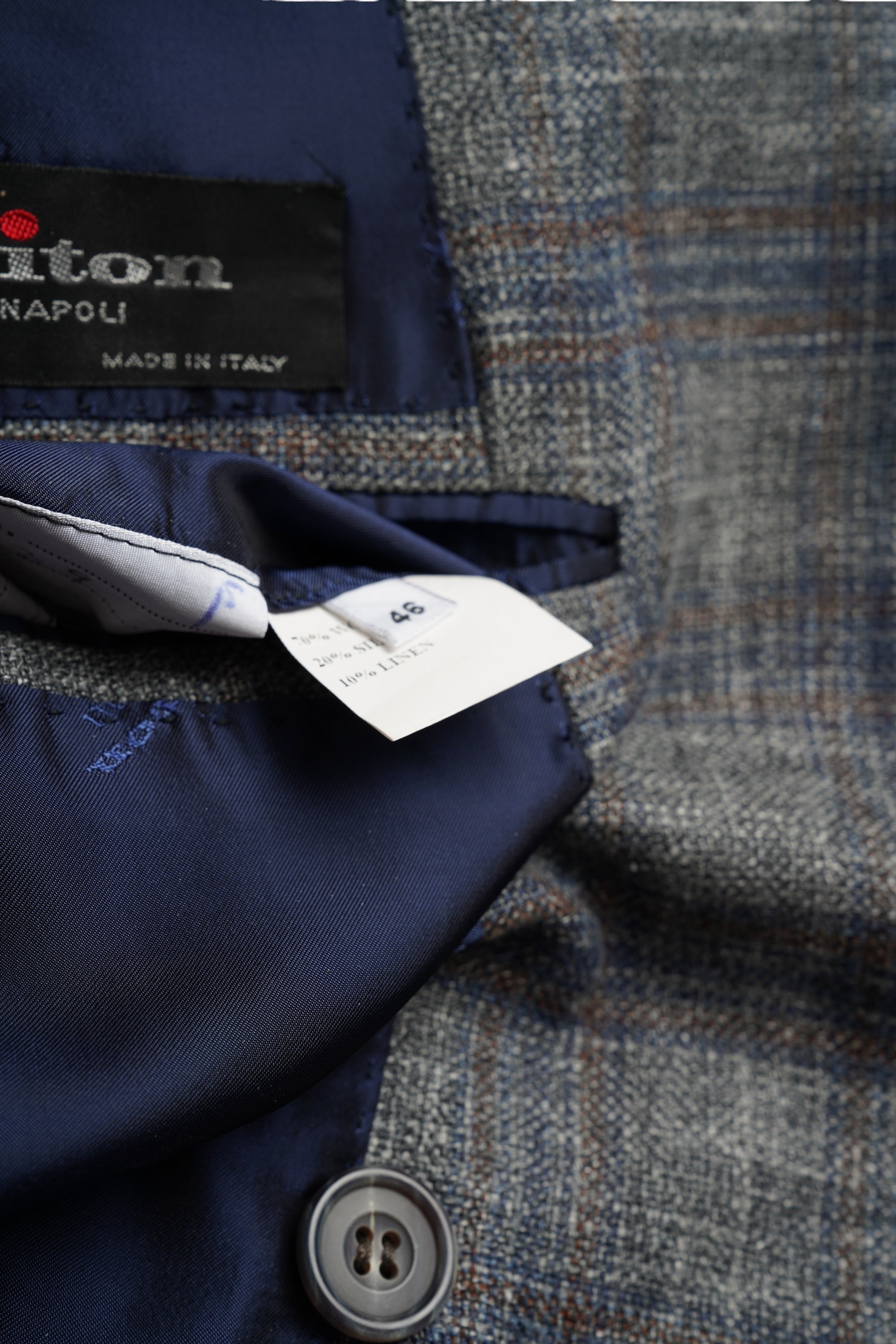 Kiton Jacke Blazer doppelreihig Wolle und Seide grau