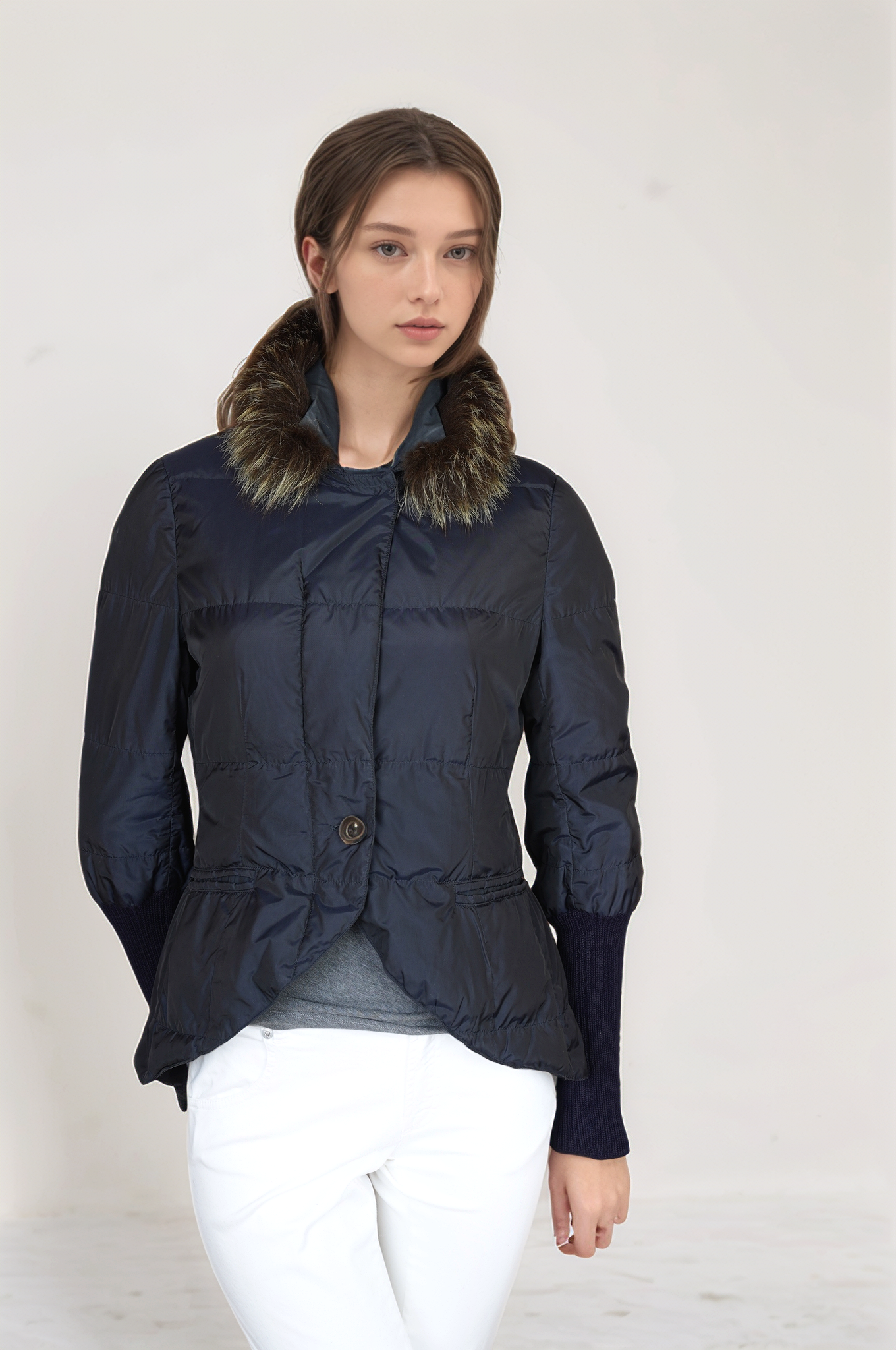 Brunello Cucinelli Daunenjacke Damen mit Kragen aus Fuchspelz IT 44/ 40-42 D