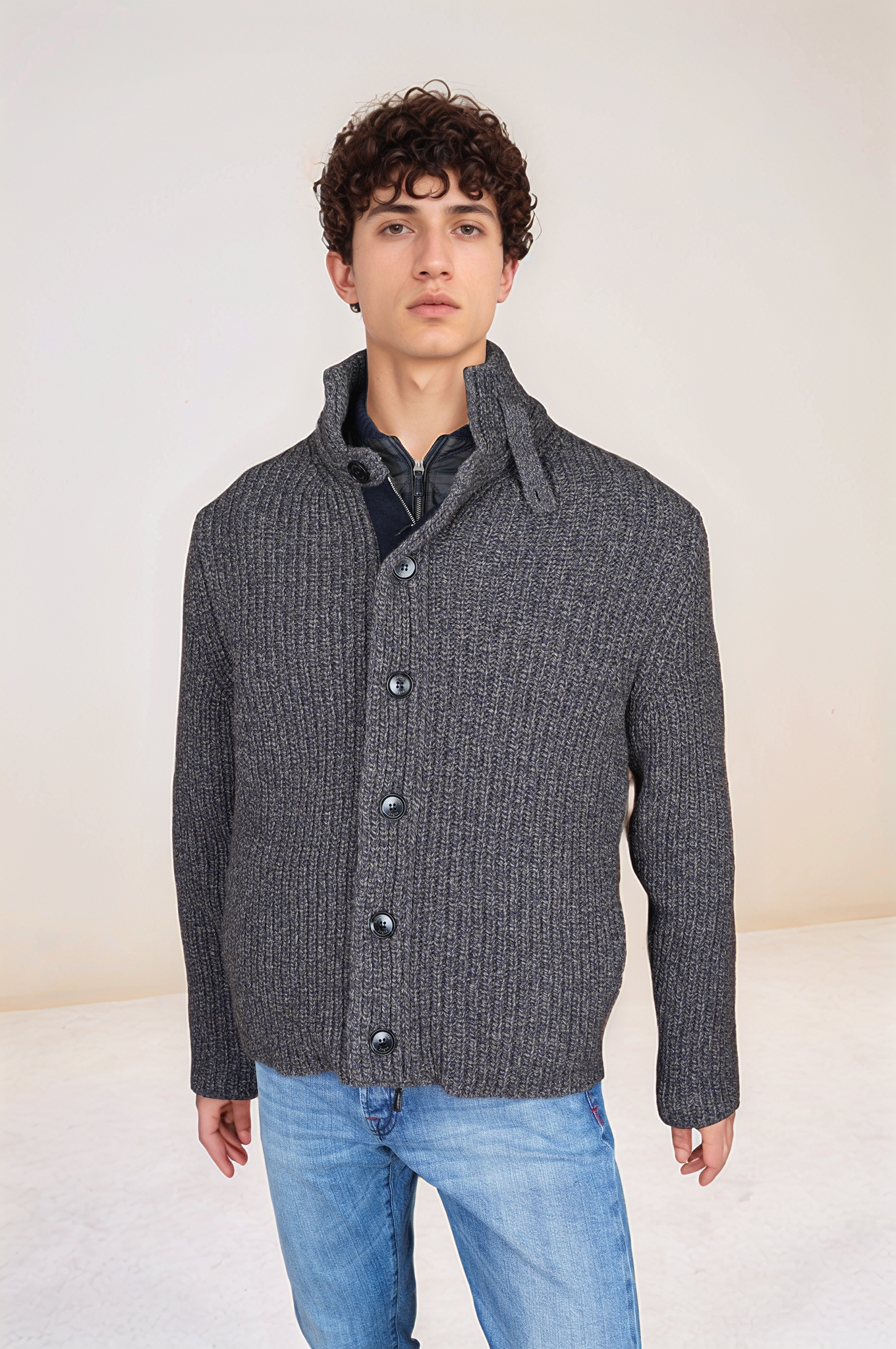 Zegna Jacke Strickjacke mit gefütterter abnehmbarer Innenweste neu Yak/ Wolle grau Chore-Jacke