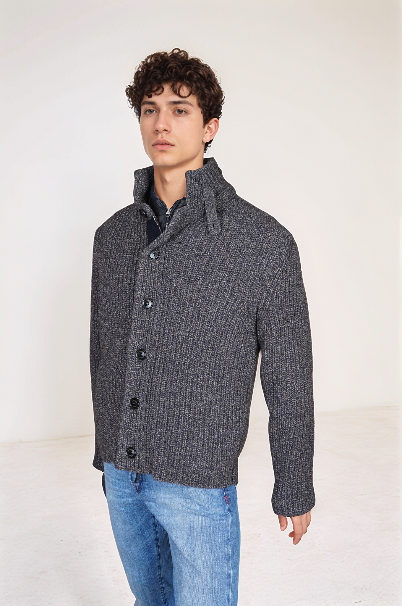 Zegna Jacke Strickjacke mit gefütterter abnehmbarer Innenweste neu Yak/ Wolle grau Chore-Jacke