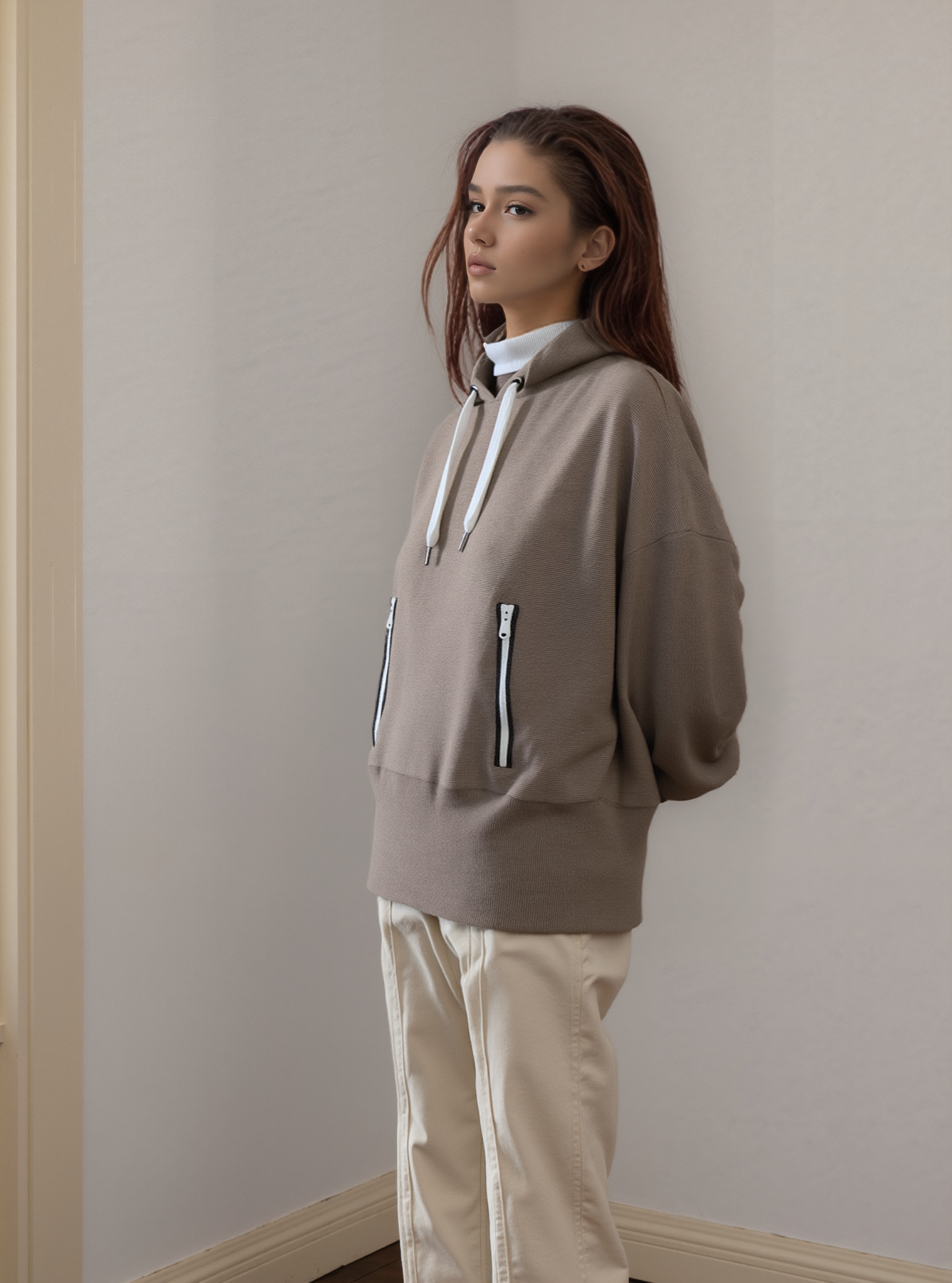 Brunello Cucinelli Pullover Kaschmir Hoodie braun mit Monili Details Oversize