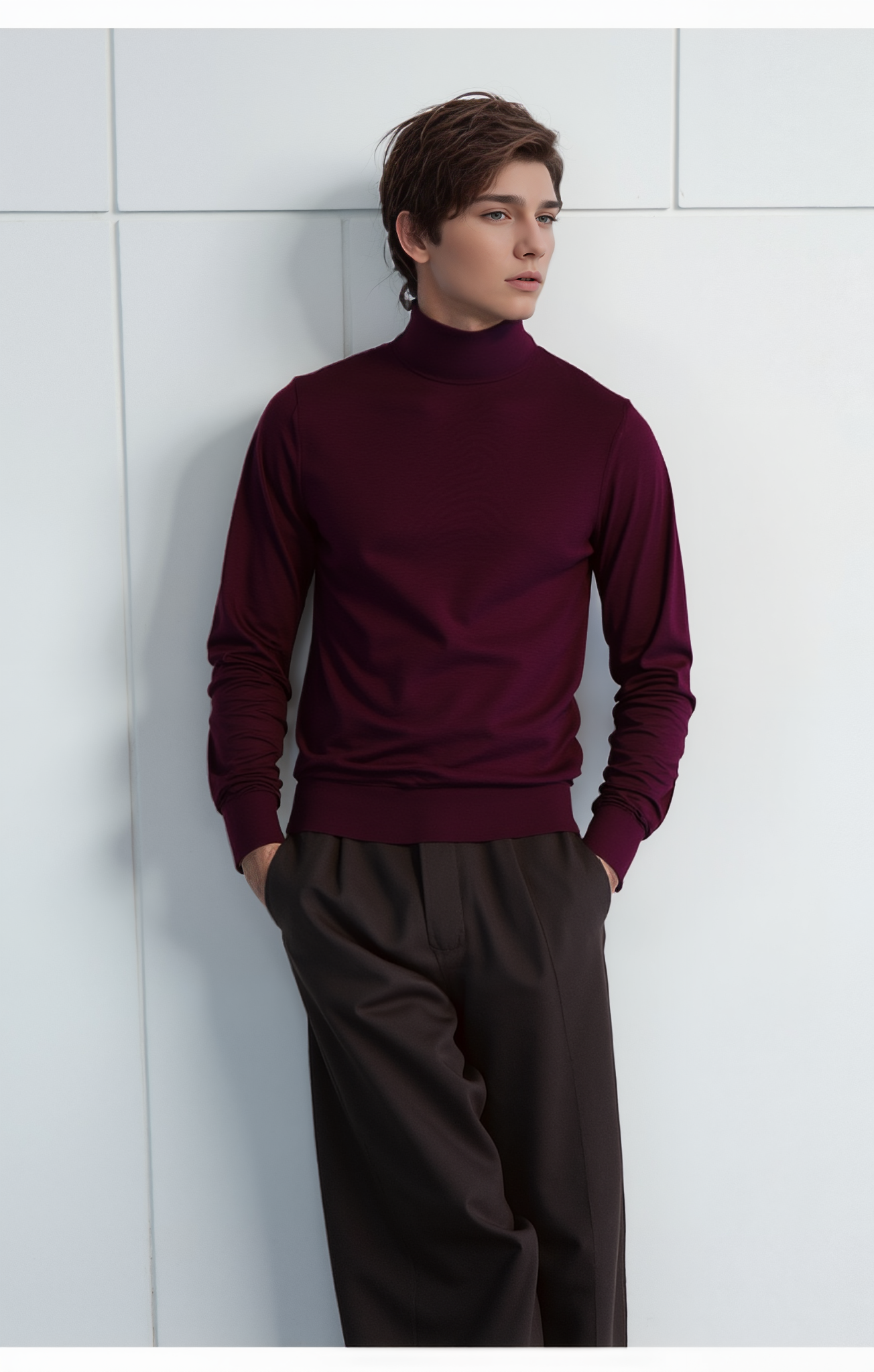 Brioni Pullover Rundhals aus edler Kaschmir-Seidenmischung mit hohem Kragen