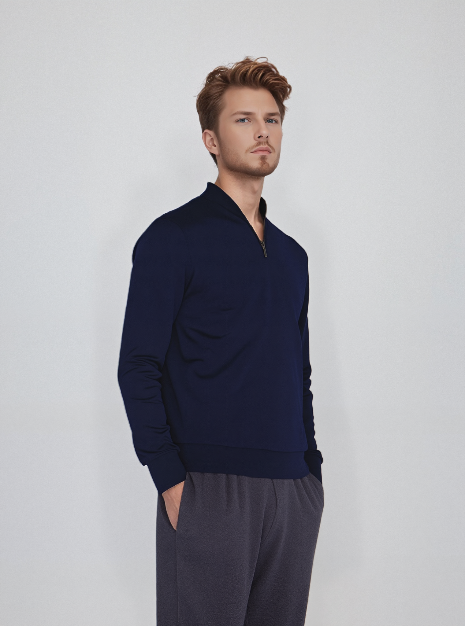 Brioni Pullover Rundhals Pullover aus edler extrafeiner Wolle mit Reißverschluss